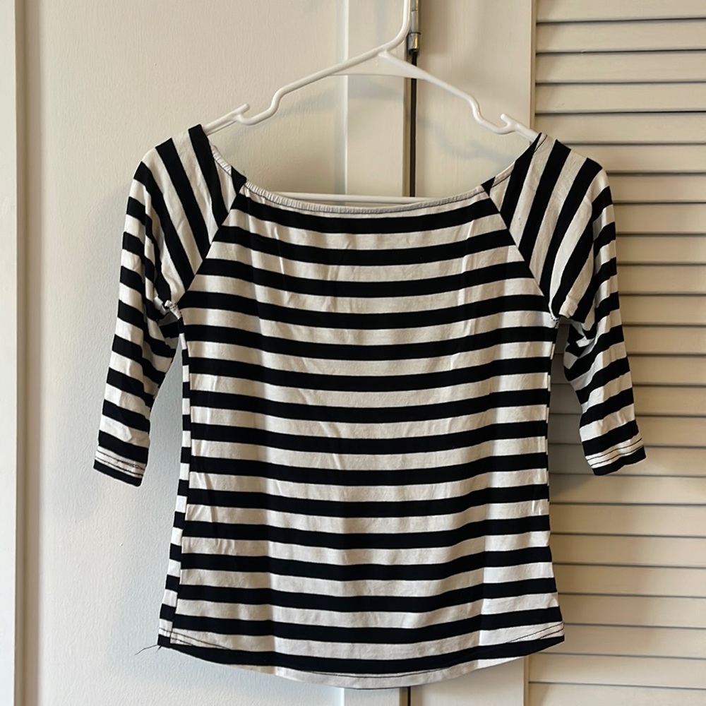 Stripe three quarter sleeve Tee